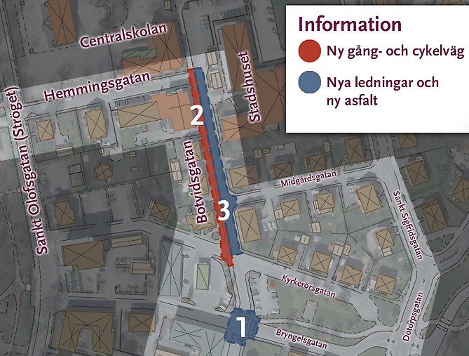 Karta över byggarbetsområdet kring Botvidsgatan.